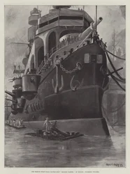 Das französische Schlachtschiff erster Klasse Charles Martel in Toulon, letzte Handgriffe